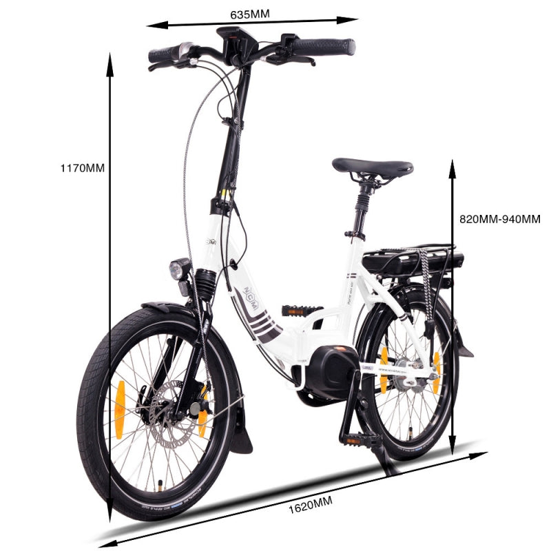 NCM Paris Max N8R Folding Electric Bike dimensions