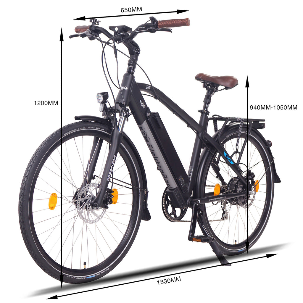 NCM Venice Electric Bike dimensions chart